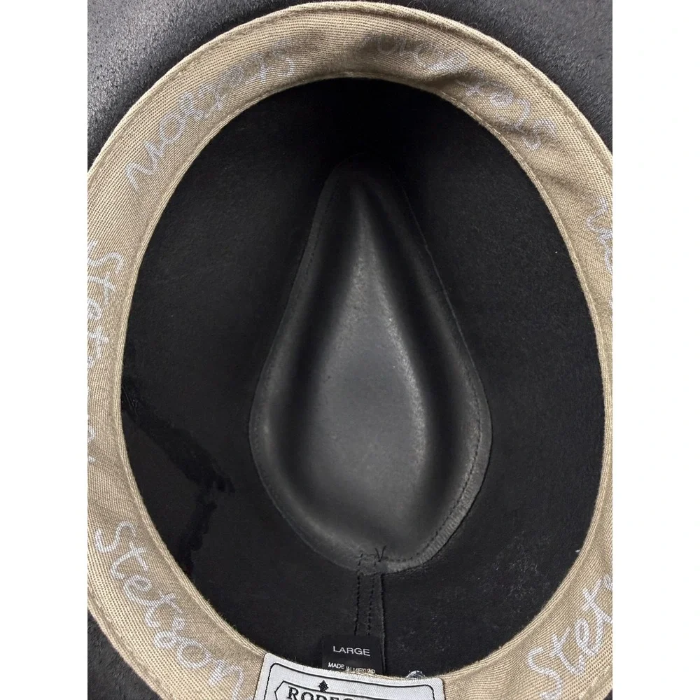 Stetson Rodeo Dr Collection Black Leather Cowboy Hat Studded Concho Large